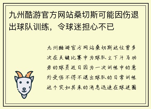 九州酷游官方网站桑切斯可能因伤退出球队训练，令球迷担心不已